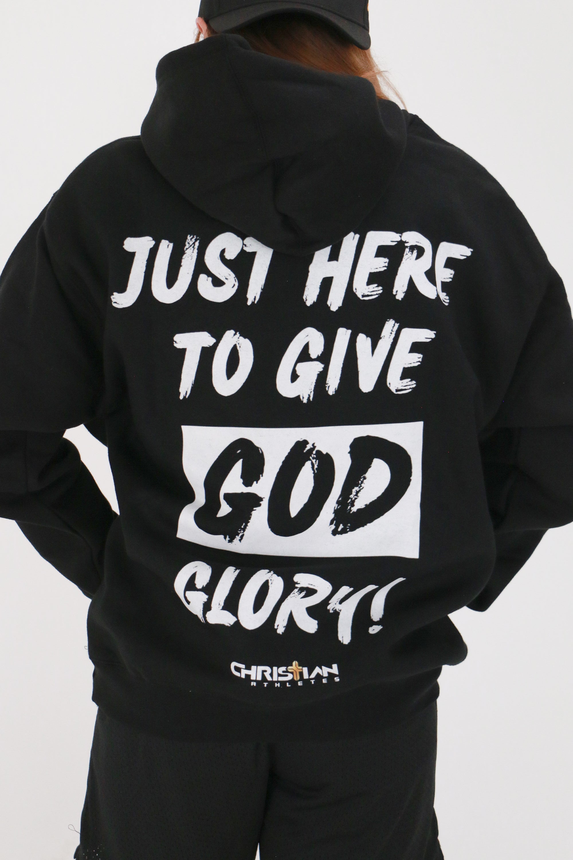 Image of Just Here To Give God Glory Oversized Hoodie Black